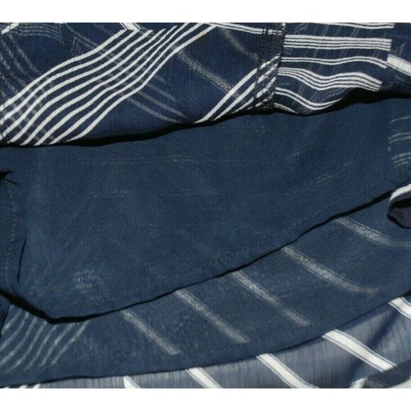 Tommy Hilfiger Ladies S Chiffon Navy Blue Sleeveless Blouse Ruffle Career Office - Picture 7 of 9